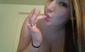 GND Kayla 168175 Kayla Obviously Has No Bra On Under Her White Tanktop As You Can See Her Dark Nipples Through It
