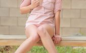 La Zona Modelos Kamili Gets Rid Of Her Short Shorts And A Cute Pink Shirt To Let Her Undies Slide Down Her Long Legs
