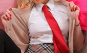 Only Opaques Syren Sexton 174511 Syren Sexton In A Tartan Miniskirt Tight Blouse And Heels..
