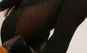 Only Opaques Cate Harrington 174620 Sophisticated Secretary In Sexy Thick Black Pantyhose.
