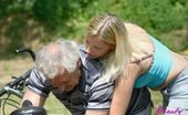 Beauty And The Senior Sandra & Bruce 180495 Horny Blonde Beauty Gets Fucked Outdoor By An Older Male
