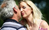 Beauty And The Senior Sandra & Bruce 180495 Horny Blonde Beauty Gets Fucked Outdoor By An Older Male
