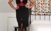 Vintage Flash Lucy Zara 184866 Lucy Zara Busting Out Of See Thru' Frilly Blouse, Red Corset And Black Ff Nylons!
