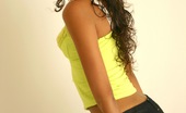 Polliana 185223 Polliana Poses In A White Snow Cap, Greenish-Yellow Top And Dark Jeans. Shes Strips Down To Her White Panties And Bends Over.
