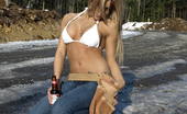Naughty Sarah At Home 185732 Sarah Getting Naughty Outdoor This Time Sarah Goes Outdoor And Posing Too Hot In Tight Jeans And White Bra, Then Showing Her Nice Big Boobies While Drinking A Cold Beer
