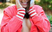 Taylor Lain 187540 Has Fun Outside In Rainbow Tube Socks And A Short Skirt
