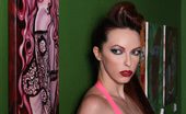 Emily Marilyn 188540 Fetish Model In Tight And Shiny Pink Latex Dress
