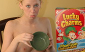 Spunky Angels Lucky Busty Blonde Babe Lucky Celebrates Saint Patricks Day By Getting Topless And Having A Bowl Of Her Favorite Breakfast Lucky-Luckycharms
