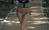 Spunky Angels London Hart 190380 Stunning Busty Babe London Hart Teases Outdoors On A Park Trail In A Purple Lace Bra And Skimpy Bikini Bottoms Londonhart-Parktrail
