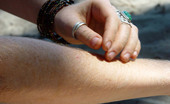 Hippie Goddess 194259 Mature, Hairy Hippie With Very Full Bush/Treasure Trail, And Armpit Hair At The Beach.
