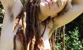 Hippie Goddess 194271 Long Dreadlocks, Beautiful, Hippie Girl With Hairy Pits And Full Bush, Outdoors.
