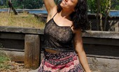 Hippie Goddess 194294 Exotic, Mature, Hippie Strips To Show Her Curves, Large Breasts, Hairy Bush And Pits.
