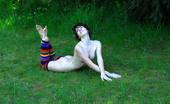 Hippie Goddess 194305 Natural Hairy Goddess With Fuzzy Pits And Thigh High Socks On.
