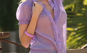 Nextdoor Models Aimee 202602 Aimee Shows You What She Has Underneath Her Sheer Purple Shirt And Denim Mini Skirt

