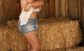 Nextdoor Models Abby 202662 Abby Gets Rowdy On A Hay Bale With Her Denim Mini Skirt!
