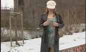 Busty Adventures 203612 Big Tit Girl Flashes Outdoors In The Cold
