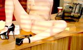 Wicked.com Lacie Heart 215766 Blonde Office Worker Lacie Heart Is On The Table Getting Naked And Playing With Shaved Nub
