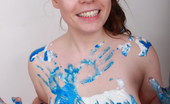 Georgina Gee 218423 Hot BBW Gets Her Huge Tits Messy With Blue Paint
