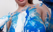 Georgina Gee 218423 Hot BBW Gets Her Huge Tits Messy With Blue Paint
