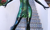 Saffron Taylor Lavishgreenlatex 219264 In A Tight Green Latex Dress And Stockings

