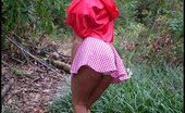 Amber Lily 228459 Little Red Riding Hood Shows Off Her Tiny Titties & White Panties In The Woods.
