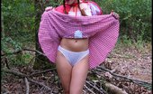 Amber Lily 228459 Little Red Riding Hood Shows Off Her Tiny Titties & White Panties In The Woods.
