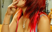 Smoking Videos Elle Sexy Smoker 229567 Beautiful Busty Redhead Smokes And Dangles Her Long All White Menthol Cigarette
