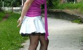Stiletto Girl 230736 Leggy Brunette Wearing Black Nylons And High Heel Shoes

