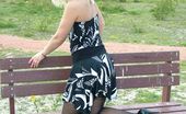 Stiletto Girl 230742 This Gorgeous Blonde Has Some Lacy Stockings Under Her Tiny Dress

