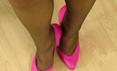 Stiletto Girl 230799 Pink Stilettos And Gorgeous Stockings Are A Treat On This Blonde Stunner