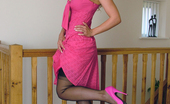 Stiletto Girl 230855 This Honey Looks Stunning In A Pink Dress And High Heels
