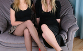 Stiletto Girl 230900 Red Heels And Black Heels Worn By Two Babes
