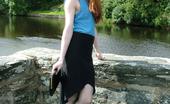 Stiletto Girl 230956 Cute Redhead Miranda Flashing Her Shiny Stilettos And Stockings By The Lake
