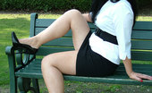 Stiletto Girl 230973 Dark Haired Office Babe Nicola Goes For A Stroll Round The Park At Lunch, To Show Off Her Short Black Shirt And Tall Stiletto Shoes
