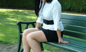 Stiletto Girl 230973 Dark Haired Office Babe Nicola Goes For A Stroll Round The Park At Lunch, To Show Off Her Short Black Shirt And Tall Stiletto Shoes
