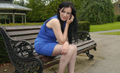 Stiletto Girl 230992 Today You Catch The Lovely Tricia Out And About In A Gorgeous Blue Dress With Matching Shiny Stiletto Heels
