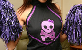 Kaley Kennedy Evilcheerx 233291 In This Set Kaley Is Wearing This Naughty Cheerleader Outfit W/ A Skull On It. She Then Strips Down And Plays With Her Pom-Poms!
