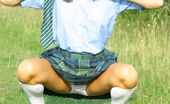 Only Melanie 234036 Melanie Takes A Wander In The Park Wearing A College Uniform Consisting Of Tartan Skirt
