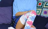 Only Melanie 234091 Melanie In A Cute Blue College Uniform With Long Patterned Socks. (Non Nude)
