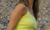 Only Melanie 234197 Melanie In A Tight Yellow Top And A White Miniskirt
