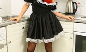 Only Melanie 234214 Melanie In A Sexy French Maid'S Outfit With Stockings And Red Bra And Panties.

