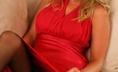 Only Silk And Satin Rosie W 234516 Stunning Blonde Teases You Out Of Her Red Evening Dress To Reveal Her Stockings And Lingerie. (Non Nude)
