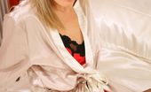 Only Silk And Satin Nicole 234586 Nicole Looks Great With White Silk Gown And Sizzling Red Hot Lingerie (Non Nude)
