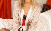 Only Silk And Satin Nicole Nicole Looks Great With White Silk Gown And Sizzling Red Hot Lingerie (Non Nude)
