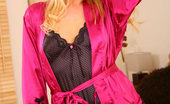 Only Silk And Satin Liana Lace 234597 Liana In Striking Pink Silk Gown With Black Teddy And Black Pantyhose (Non Nude)
