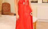 Only Silk And Satin Red Evening Dress. 234729 Beautiful Natalia X Looks So Elegant In Her Long
