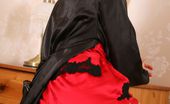 Only Silk And Satin Mackenzie 234798 Red Satin French Knickers And Camisole With Silk Wrap
