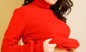 Only Carla 234887 Carla Sexily Strips Out Of Her Smart Red Minidress

