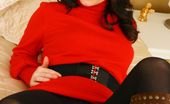 Only Carla 234887 Carla Sexily Strips Out Of Her Smart Red Minidress
