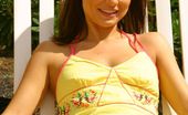 Only Carla 234927 Beautiful Brunette Carla Relaxes In The Sun In A Yellow Top And Pink Bikini. (Non Nude)
